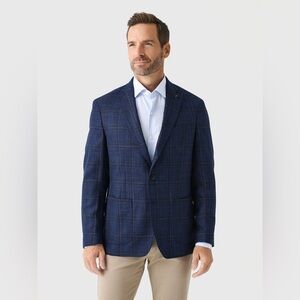 Peter Millar Navy Blue Clyde Plaid Soft Jacket Sport Coat Blazer 40R NWT